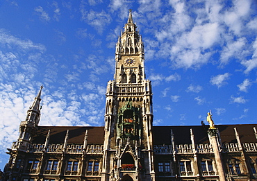 Exterior and Clock Tower of the Neues Rathaus, Munich, Bavaria, Germany