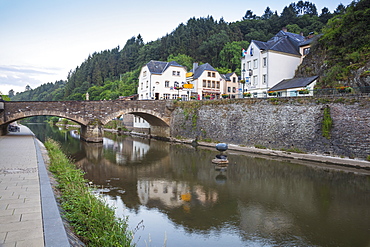 View of Vianden and Our River, Vianden, Luxembourg, Europe