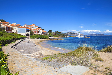 Porto Faro beach and lighthouse, Palau, Sassari Province, Sardinia, Italy, Mediterranean, Europe