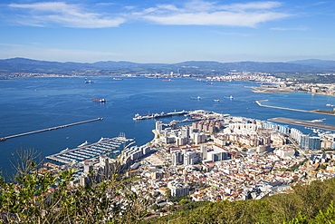 View from Gibraltar Rock, Gibraltar, Mediterranean, Europe