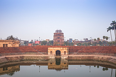 Hussainabad pond and Satkhanda watchtower, Lucknow, Uttar Pradesh, India, Asia