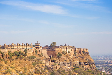 View of Gwalior Fort and Man Singh Palace, Gwalior, Madhya Pradesh, India, Asia