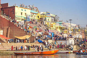 View towards Gauri Kedareshwar Temple at Vijaya Nagaram and Kedar Ghat, Varanasi, Uttar Pradesh, India, Asia