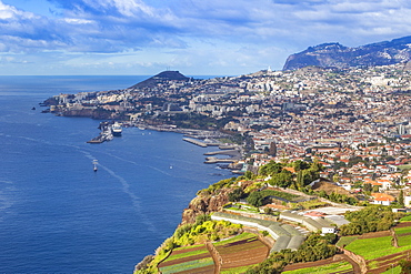 View of Funchal looking towards harbour, Funchal, Madeira, Portugal, Atlantic, Europe