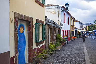 Painted doors in Rue Da Santa Maria, Funchal, Madeira, Portugal, Atlantic, Europe