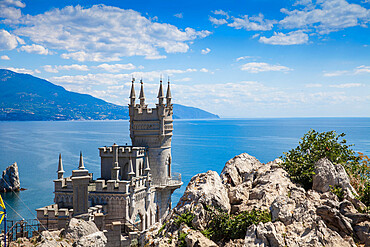 The Swallow's Nest castle perched on Aurora Cliff, Yalta, Crimea, Ukraine, Europe