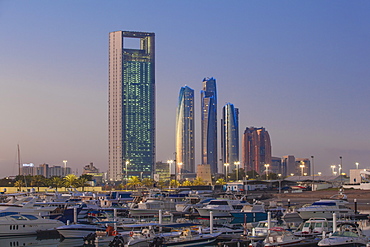 View of Marina and city skyline, Abu Dhabi, United Arab Emirates, Middle East