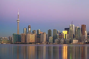 View of CN Tower and city skyline, Toronto, Ontario, Canada, North America