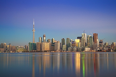 View of CN Tower and city skyline, Toronto, Ontario, Canada, North America