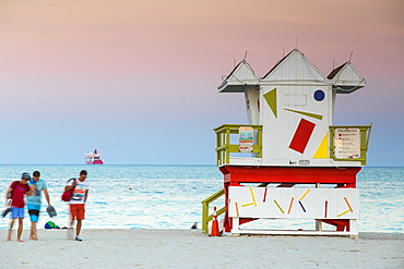 Life guard beach hut, South Beach, Miami Beach, Florida, United States of America, North America