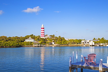 Elbow Reef Lighthouse, the last kerosene burning manned lighthouse in the world, Hope Town, Elbow Cay, Abaco Islands, Bahamas, West Indies, Central America