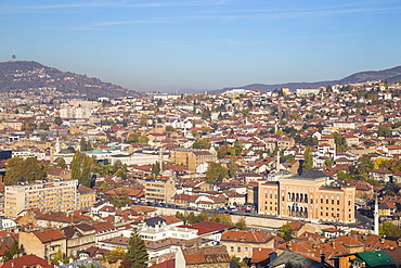 View of City looking towards City Hall, Sarajevo, Bosnia and Herzegovina, Europe