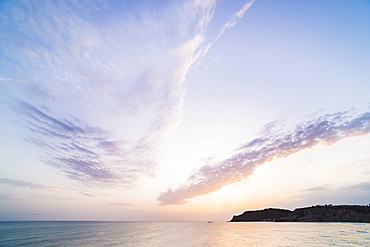 Sunset in Sicily, seen from Scala dei Turchi cliffs, Realmonte, Agrigento, Sicily, Italy, Mediterranean, Europe 