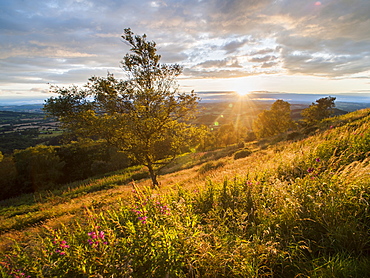 Malvern Hills at sunset, Worcestershire, England, United Kingdom, Europe