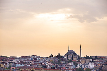 Hilltop mosque at sunset, Istanbul, Turkey, Europe