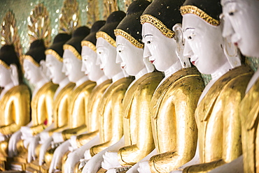 Some of the 45 large Buddha Images at Umin Thounzeh, a Buddhist temple on Sagaing Hill, Mandalay, Myanmar (Burma), Asia