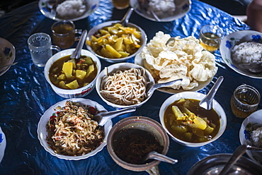 Burmese food in Pankam Village, a popular area for trekking in Hsipaw Township, Shan State, Myanmar (Burma), Asia