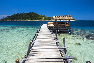 Pier at Twin Beach, a tropical white sand beach near Padang in West Sumatra, Indonesia, Southeast Asia, Asia