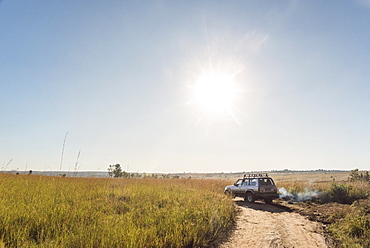 Four wheel drive driving at Isalo National Park, Ihorombe Region, Southwest Madagascar, Africa