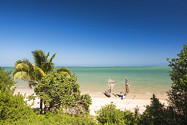 Pirogue, a traditional Madagascar sailing boat, Ifaty Beach, Madagascar, Africa