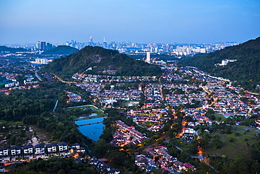 Kuala Lumpur skyline at night seen from Bukit Tabur Mountain, Malaysia, Southeast Asia, Asia