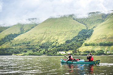 Canoeing Loch Lochy, part of the Caledonian Canal, Fort William, Scottish Highlands, Scotland, United Kingdom, Europe