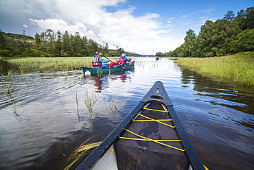 Canoeing Loch Oich, along the Caledonian Canal, near Fort William, Scottish Highlands, Scotland, United Kingdom, Europe