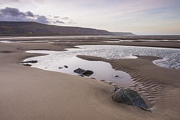 Barmouth Harbour low tide at sunrise, Gwynedd, North Wales, Wales, United Kingdom, Europe