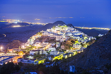 Mojacar Town at night, Almeria, Andalucia, Spain, Europe