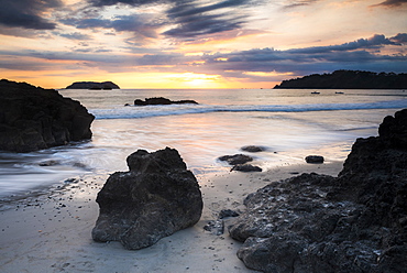 Playa Espadilla Beach at sunset, Manuel Antonio, Pacific Coast, Costa Rica, Central America