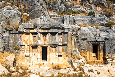 Myra Rock Tombs, ruins of the anceint necropolis, Demre, Antalya Province, Lycia, Anatolia, Turkey, Asia Minor, Eurasia