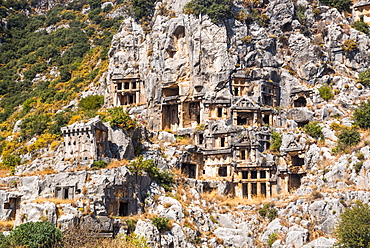 Myra Rock Tombs, ruins of the anceint necropolis, Demre, Antalya Province, Lycia, Anatolia, Turkey, Asia Minor, Eurasia