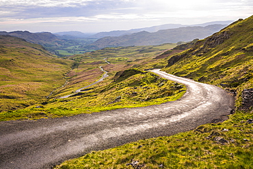 Hardknott Pass in Lake District National Park, UNESCO World Heritage Site, Cumbria, England, United Kingdom, Europe