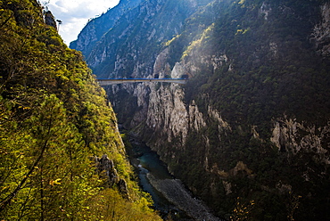 Bridge in Tara River Canyon Gorge, Durmitor National Park, UNESCO World Heritage Site, Montenegro, Europe