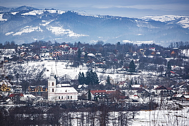 Carpathian Mountains winter landscape, Bran, Transylvania, Romania, Europe