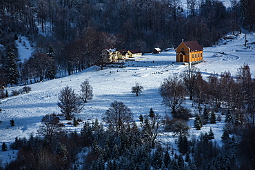 Winter landscapes of Carpathian Mountains near Brasov, Brasov County, Romania, Europe