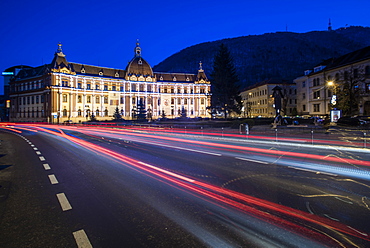 Town Hall in Brasov at night, Brasov County, Romania, Europe