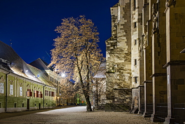 Black Lutheran Church in Brasov at night, Brasov County, Romania, Europe