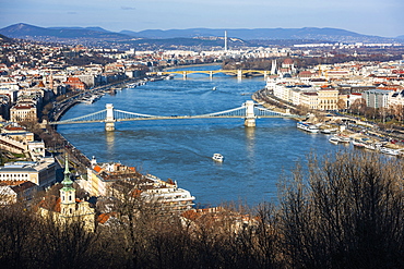 View of River Danube from Gellert Hill, Budapest, Hungary, Europe