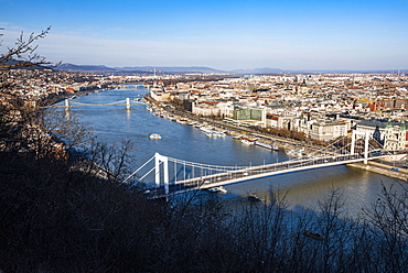 View of River Danube from Gellert Hill, Budapest, Hungary, Europe