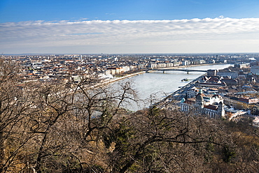 View of River Danube from Gellert Hill, Budapest, Hungary, Europe