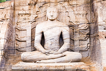 Seated Buddha in meditation, Gal Vihara Rock Temple, Polonnaruwa, UNESCO World Heritage Site, Sri Lanka, Asia