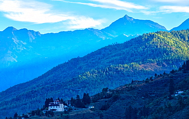 Sunrise across the Himalayas in Bhutan, Asia