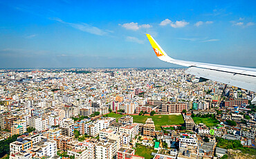 Drukair flying into Dhaka, Bangladesh, Asia