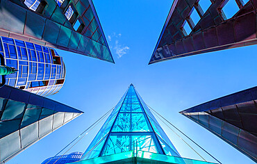 Looking up, skywards view of The Bell Tower, tourist attraction, Perth City, Western Australia, Australia, Pacific