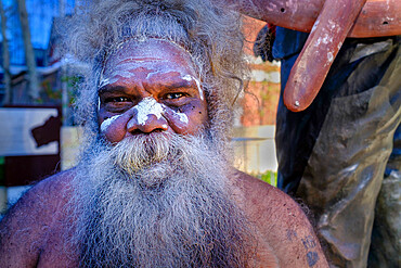 Portrait of Australian Aboriginal man with tribal paint, Perth, Western Australia, Australia, Pacific