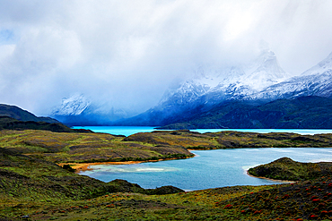 Blue lakes, Torres del Paine National Park, southern Chile, South America