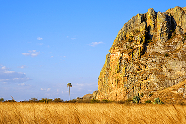Sunset lighting up sandstone rock at Isalo National Park