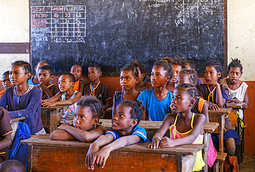 Malagasy children from the Vezo Tribe at school in Ifaty.