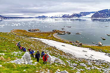 Guests from the Lindblad Expedition ship National Geographic Explorer at Hornsund (Horn Sound) in the Svalbard Archipelago, Norway.